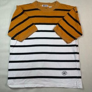 Centerfield Striped TShirt Mens Medium Yellow White Black Colorblock Vintage 90s